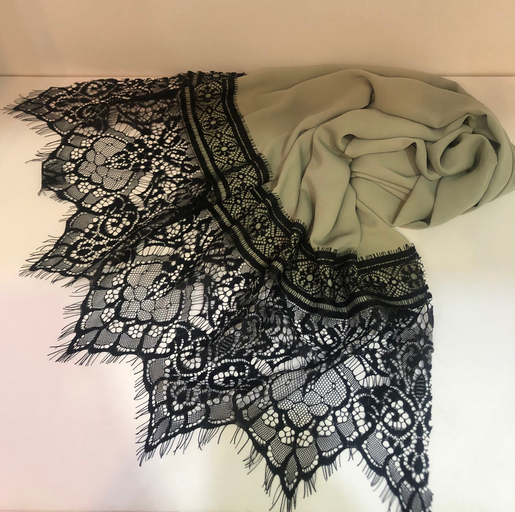 SHAWLS~Lux Chiffon wt Soft French Lace