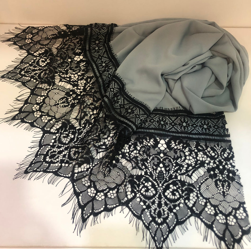 SHAWLS ~ Lux Chiffon wt Soft French Lace