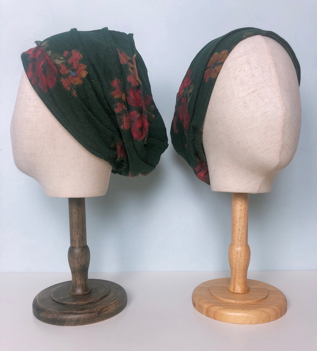 Sporty Headgear - Classic Roses dark green base